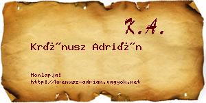 Krénusz Adrián névjegykártya